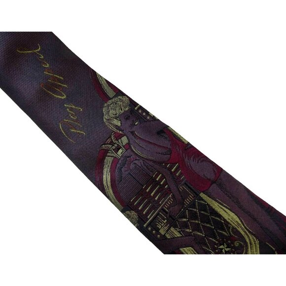 Foxy Lady at Jukebox Silk Tie Purple Gold Necktie Made in Italy - Picture 3 of 4
